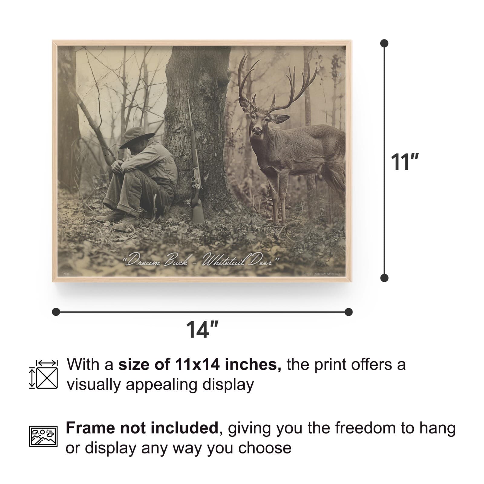 Dream Buck Whitetail Deer Art Print Bow Hunting Fishing Cabin Wall Decor Gift 3