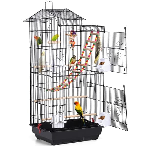 39''H Roof Top Large Bird Cage Parrot Cockatiel Conure Parakeet Bird Cage w/Toys