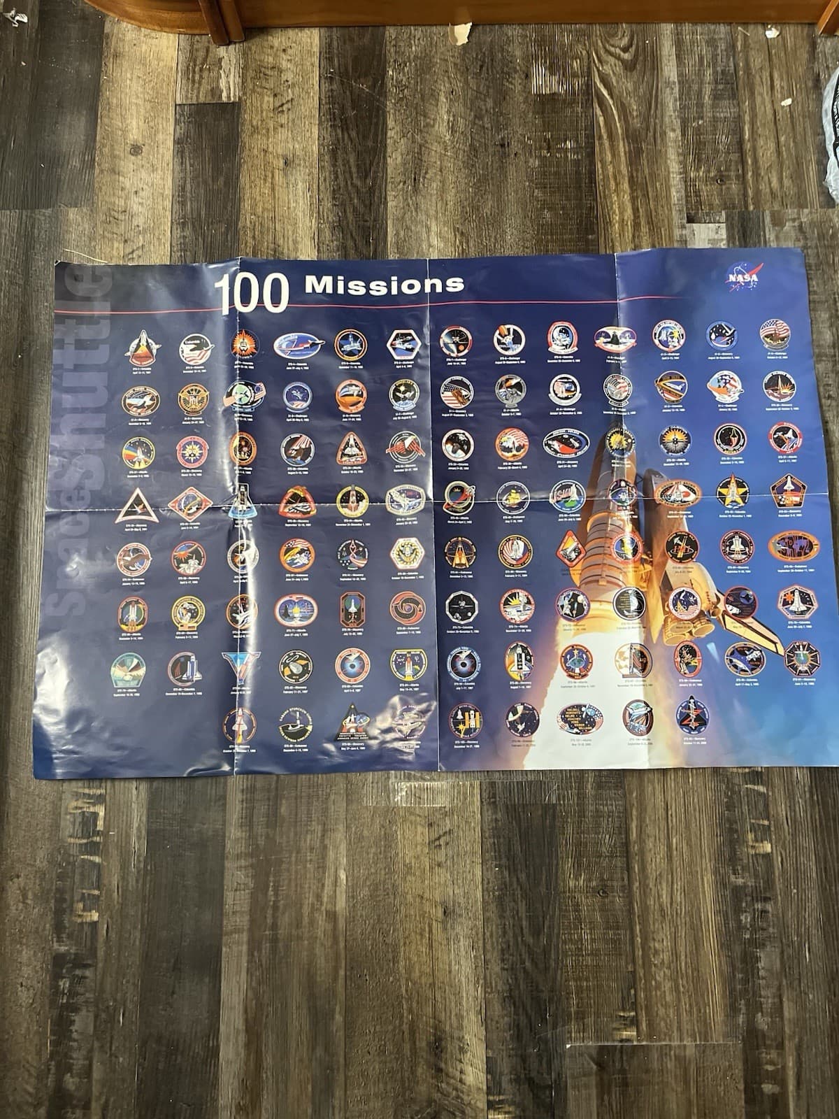 Vintage 2000 NASA Space Flight Awareness Space Shuttle 100 Missions Poster