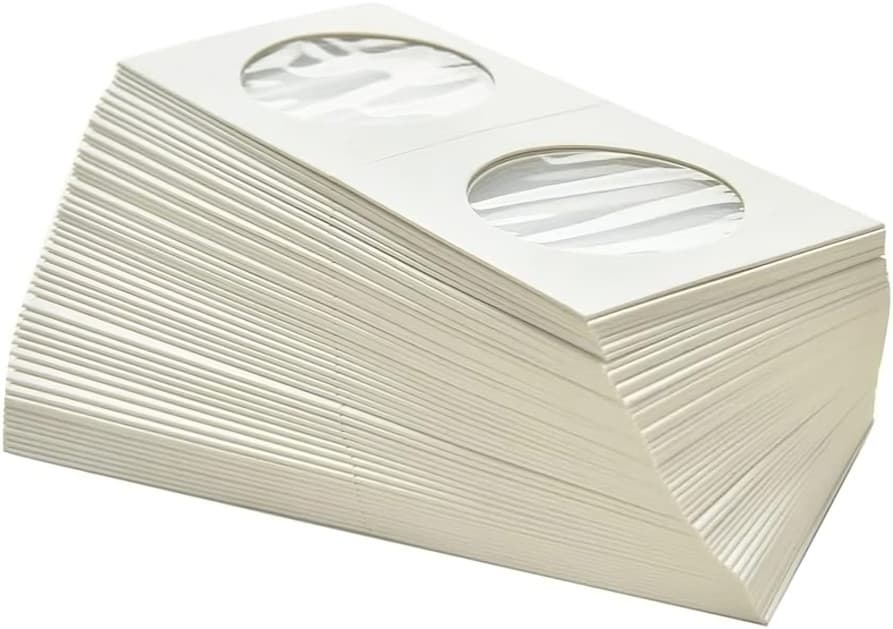 100 PCS 40mm 2x2 inch Cardboard Coin Holders Flips for Morgan, Peace, Ike Dollar 4