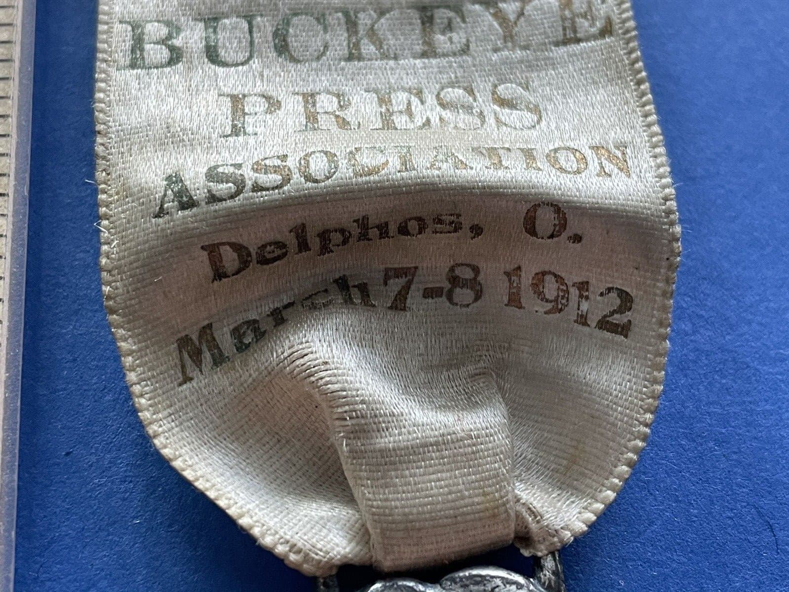 RARE 1912 Buckeye Press Association Member Medal Badge Medal Delphos, OHIO 3