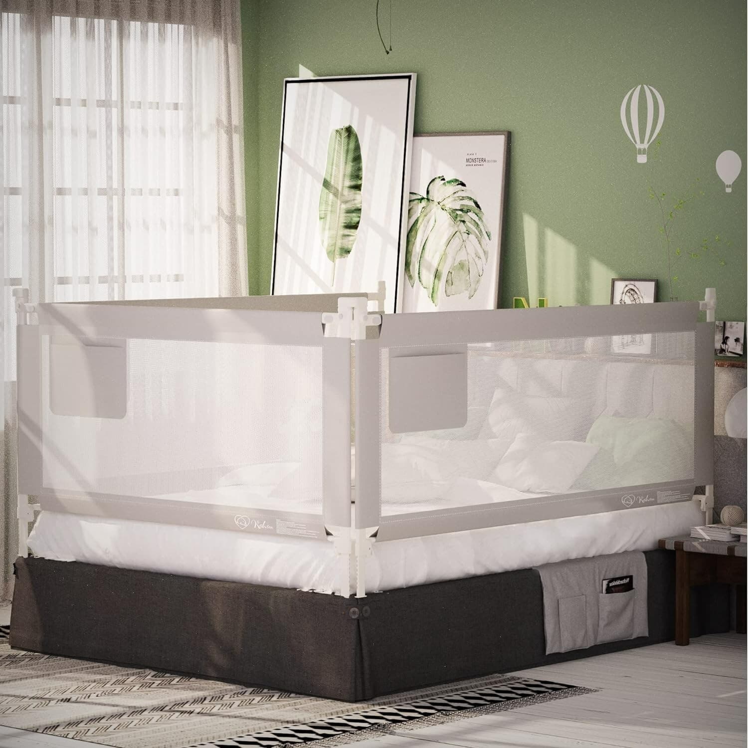 Kashan Bed Rail for Toddlers for Box Spring and Slats (47.2“×30”, Gray)