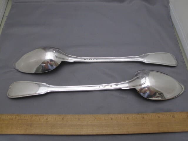 Pair NAPLOEONIC French THREAD Pattern PLATTER SPOONS-F-D NAUDIN 1797-1803 4