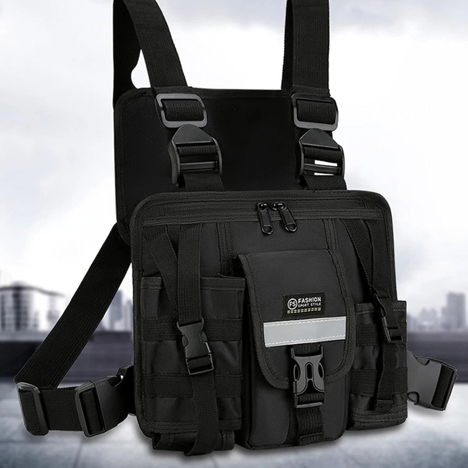 Radio Chest Harness with Reflective Strips Shoulder Holster Radio Vest Holder Tw 3