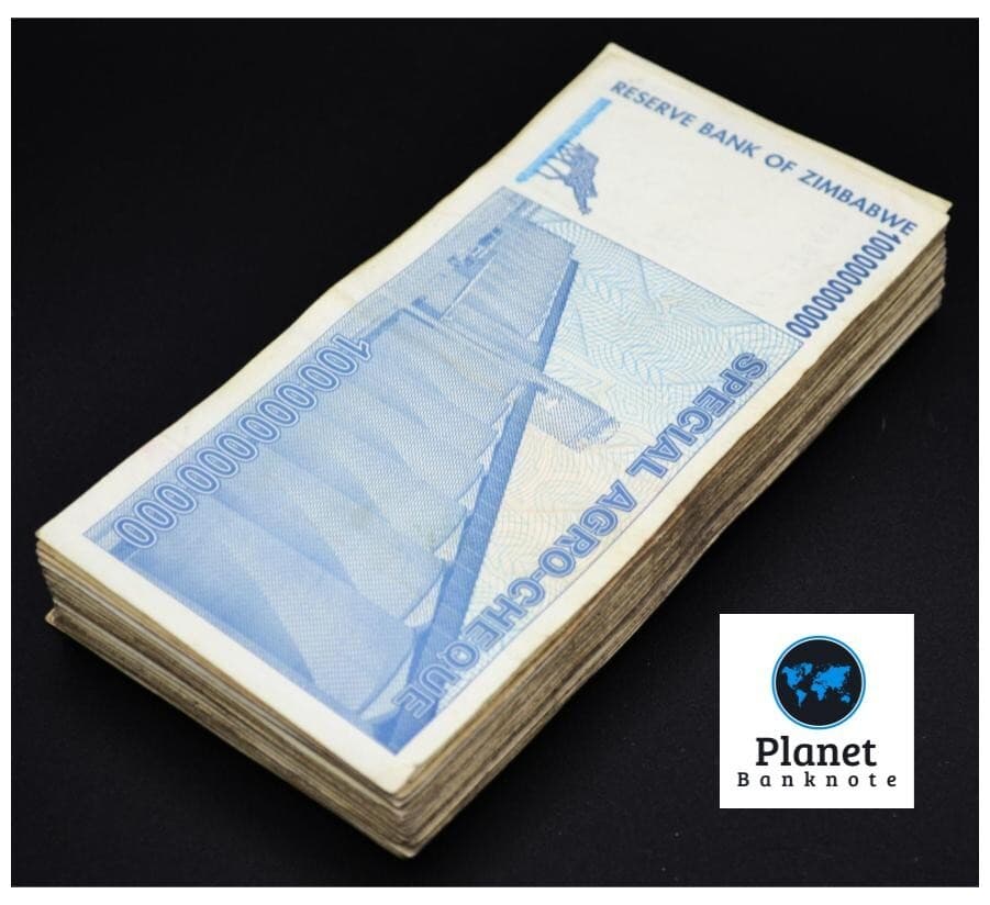 Zimbabwe 100 Billion Special Agro Cheque 2008, P-64 USED x 100 pcs, Banknote COA 2