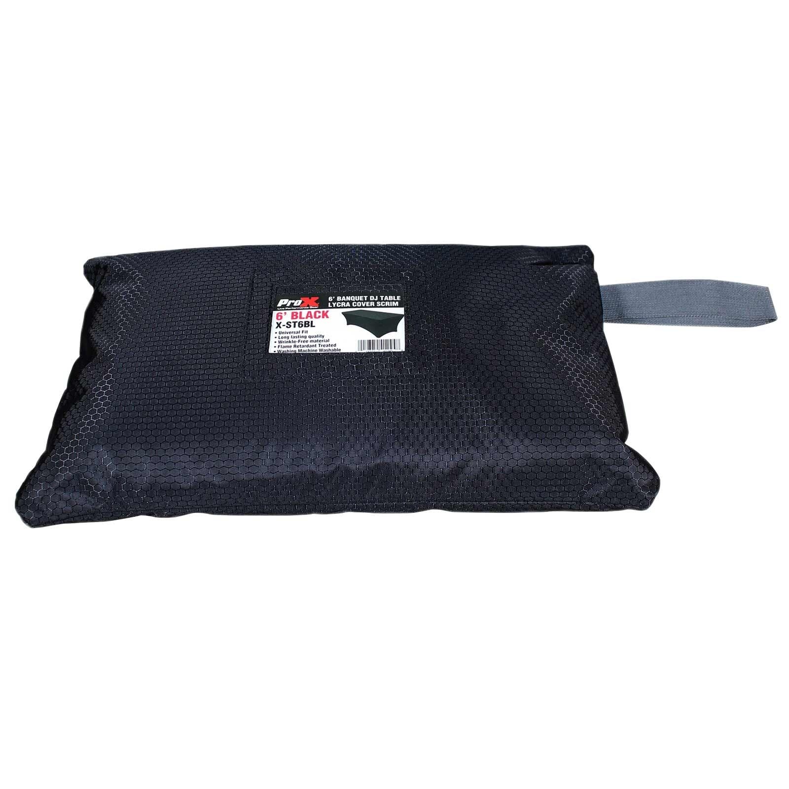 ProX X-ST6B DJ Table Scrim, 6' Black Stretch Spandex Cover w Bag 6