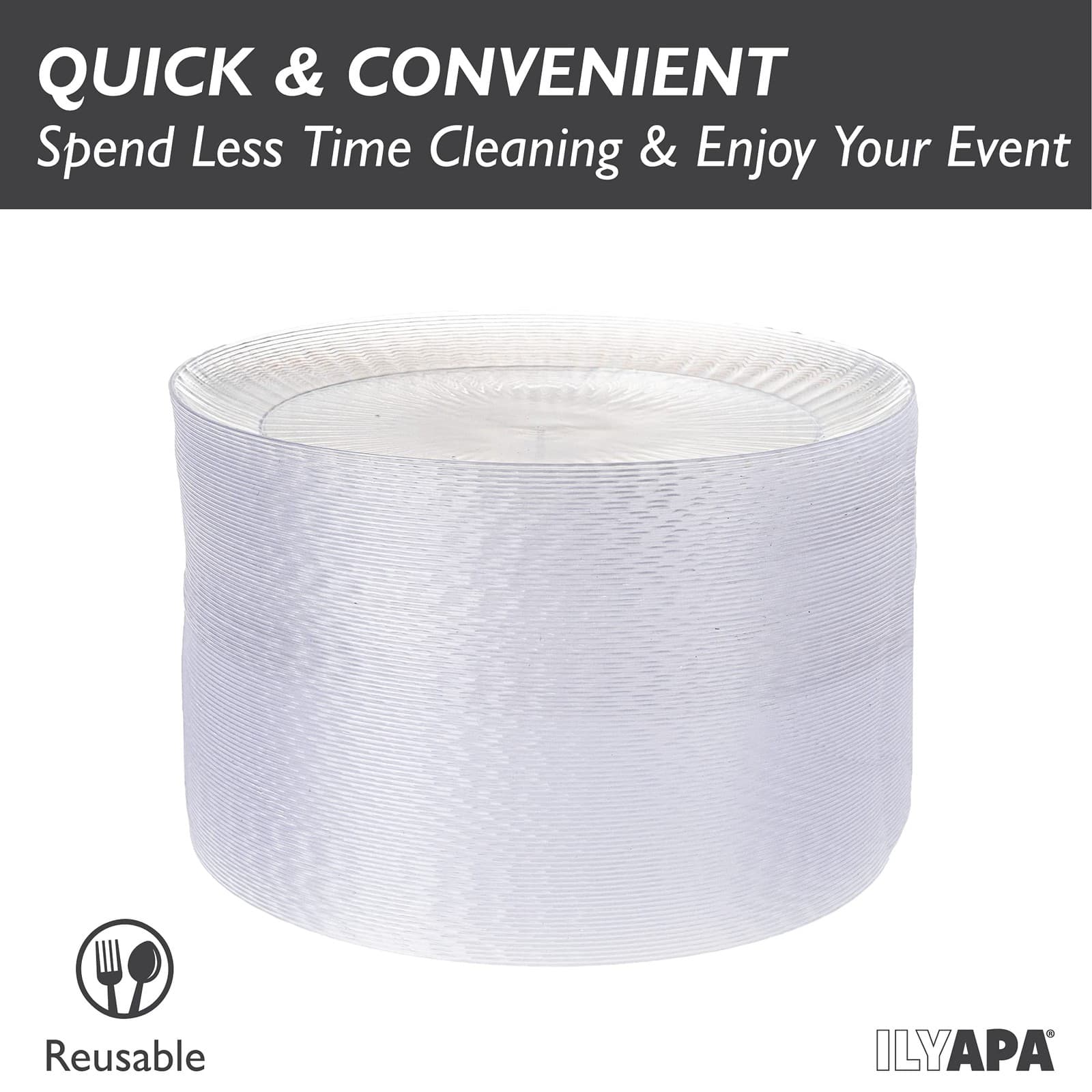 Ilyapa 100 Fancy Clear Plastic Plates, 6 Inch - Premuim Disposable Plastics 4