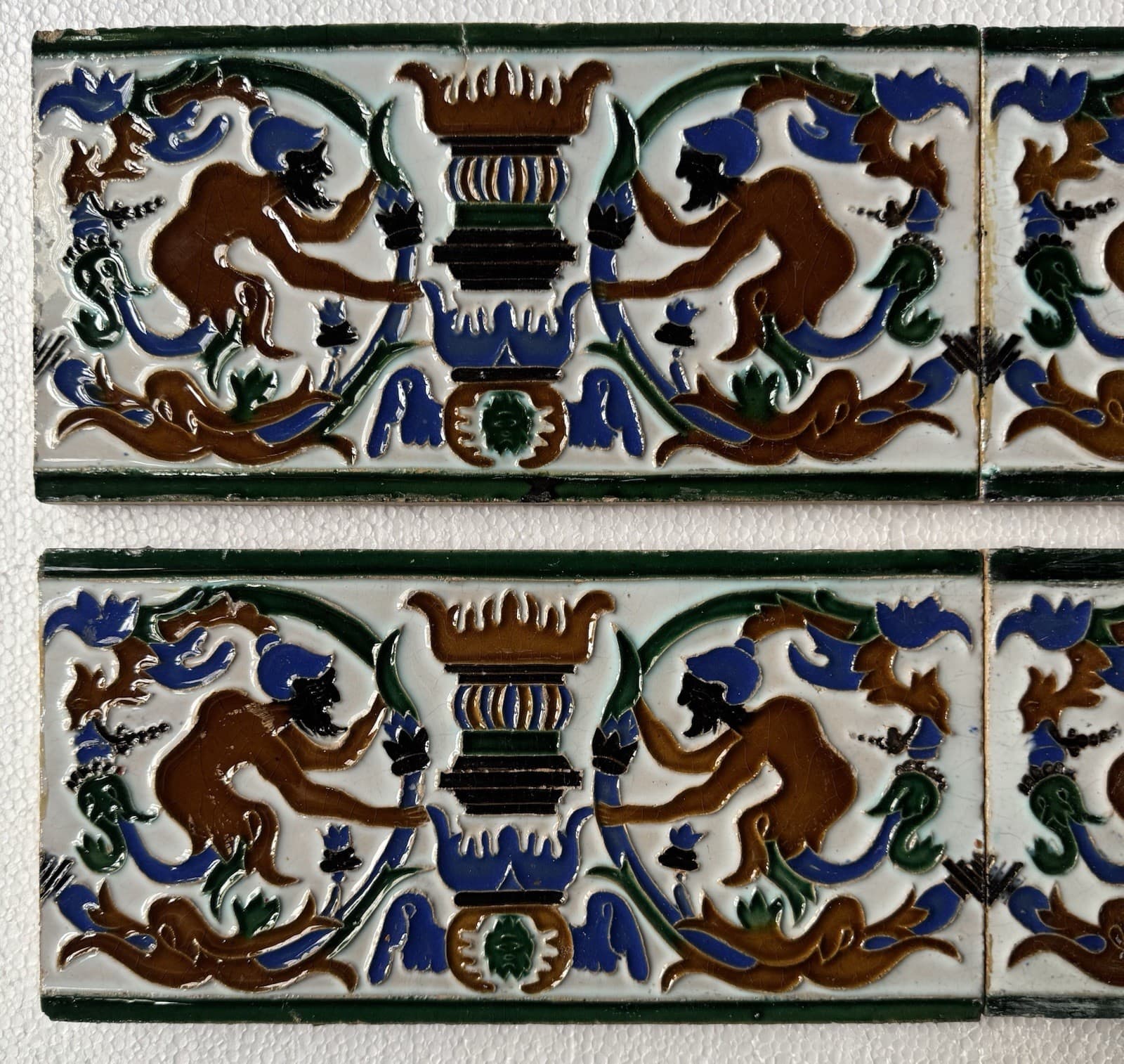 SPANISH ANTIQUE SEVILLA - HAND PAINTED 4 TILES SET 2