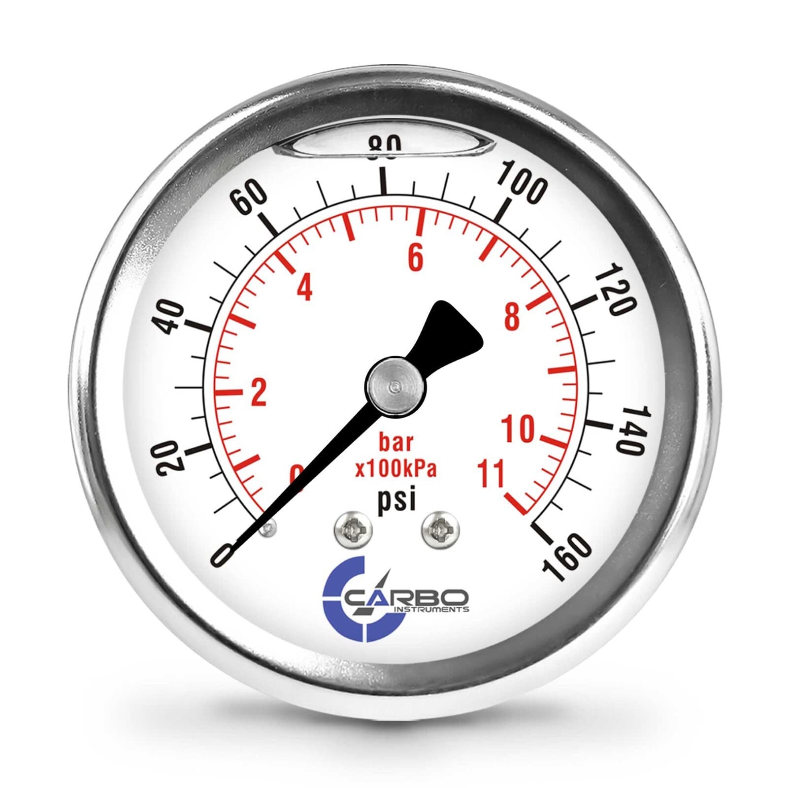 2.5" LIQUID FILLED PRESSURE GAUGE 0 - 160 PSI, STAINLESS STEEL CASE BACK  MOUNT