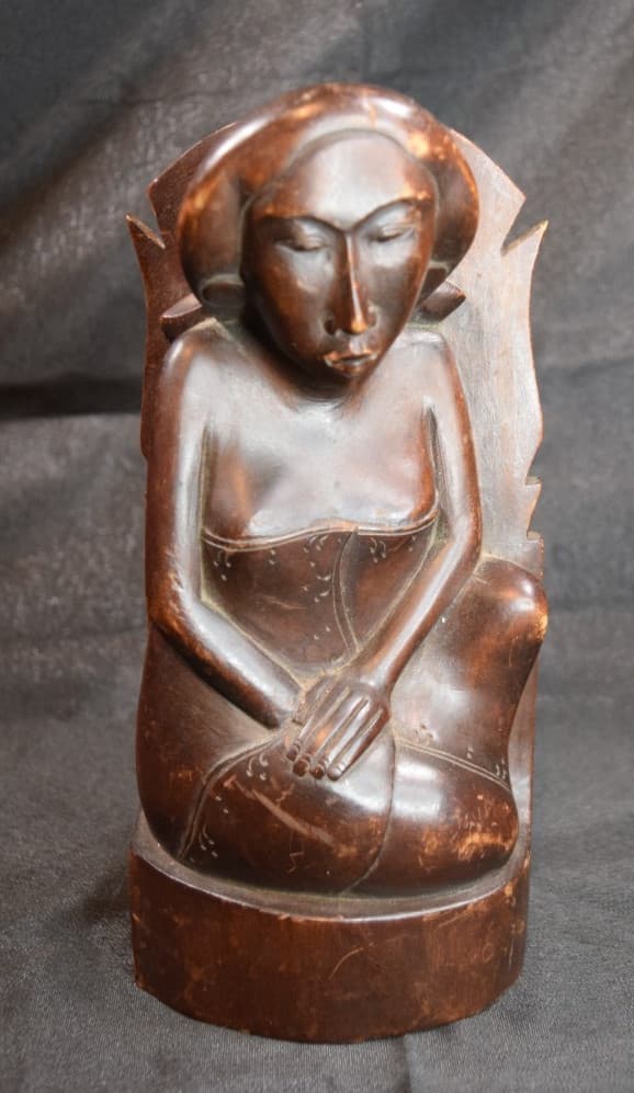 Pita Maha Art Deco Period Woman Balinese Wood Sculpture Hand Carved 2