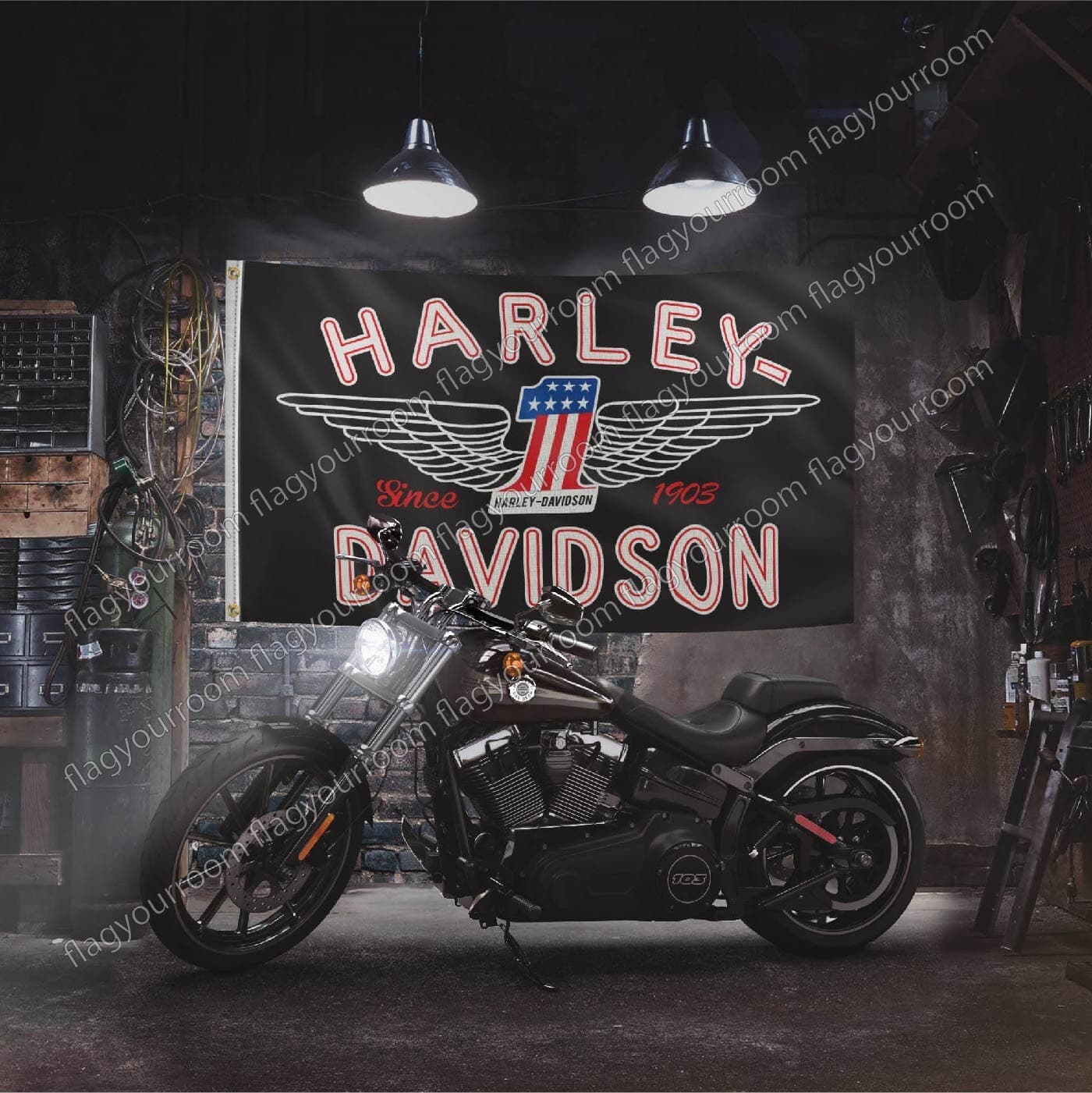 Harley Davidson Flag Banner 3 X 5 ft USA Flag Wings with Grommets FREE SHIPPING 6