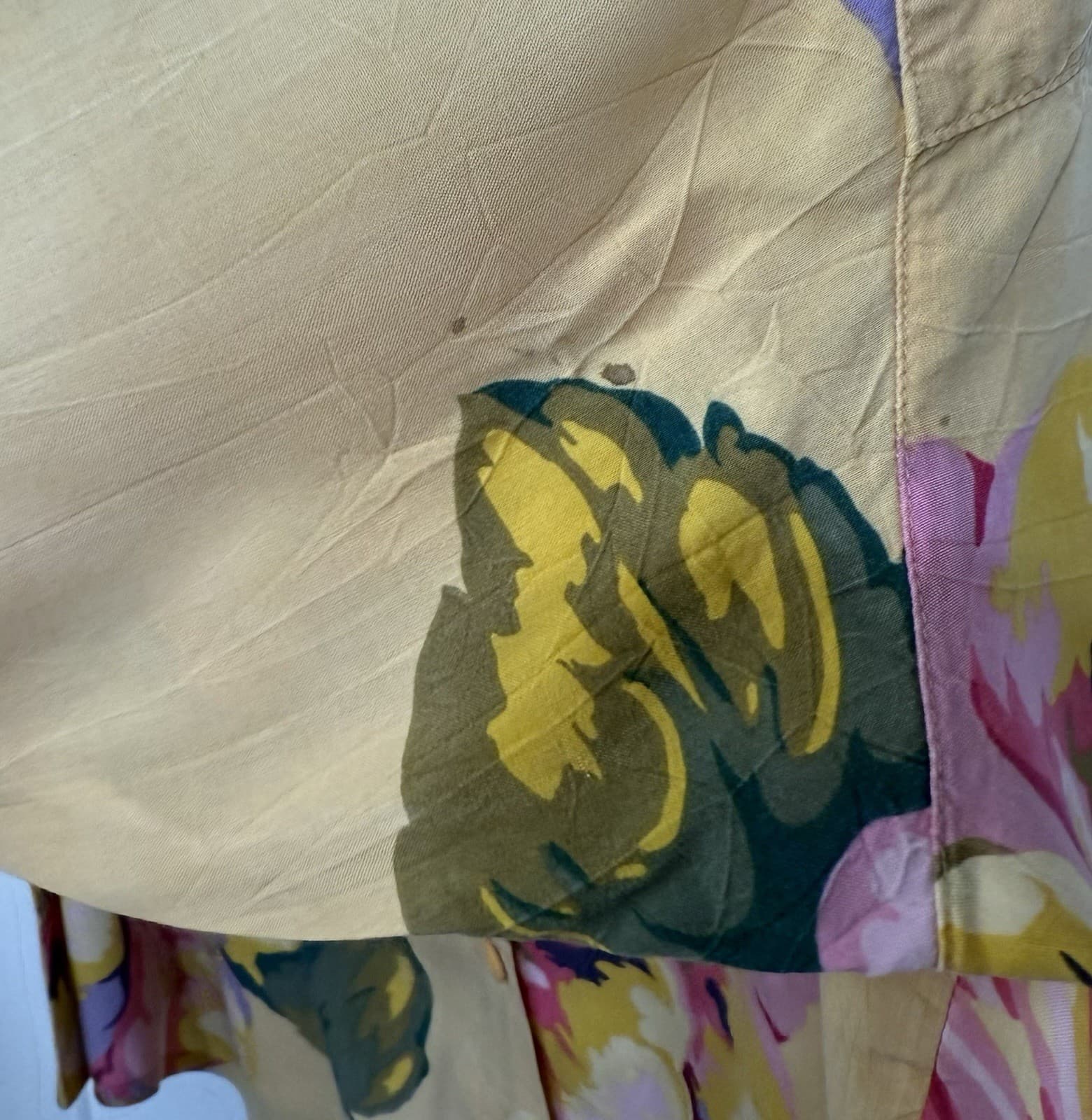 VTG Anne Pinkerton Floral Blouse Asymmetrical Yellow Button Up 90s Medium 4