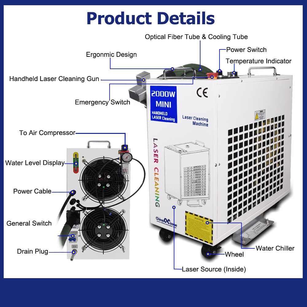 1500W BWT Laser Rust Removal Tool Laser Cleaning Machine Remove Oil Paint USED 2