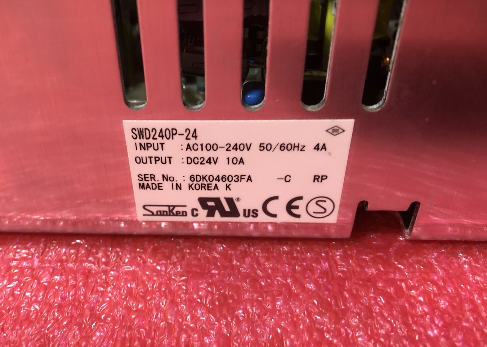 SanKen/Sanken SWD240P-24 Power Supply 100-240 Vac in, 24Vdc 10Amps out. 240 Watt 2