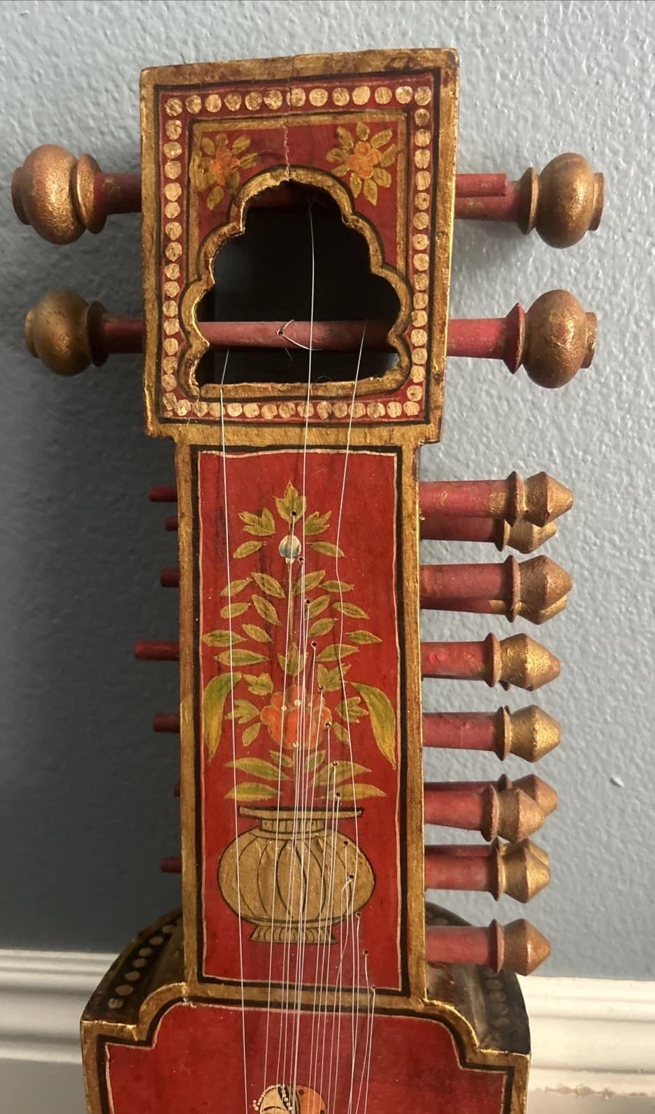 Hand-Carved Sindhi Sarangi Indian Rajasthani Museum Quality (Chikara Red Vintage 4