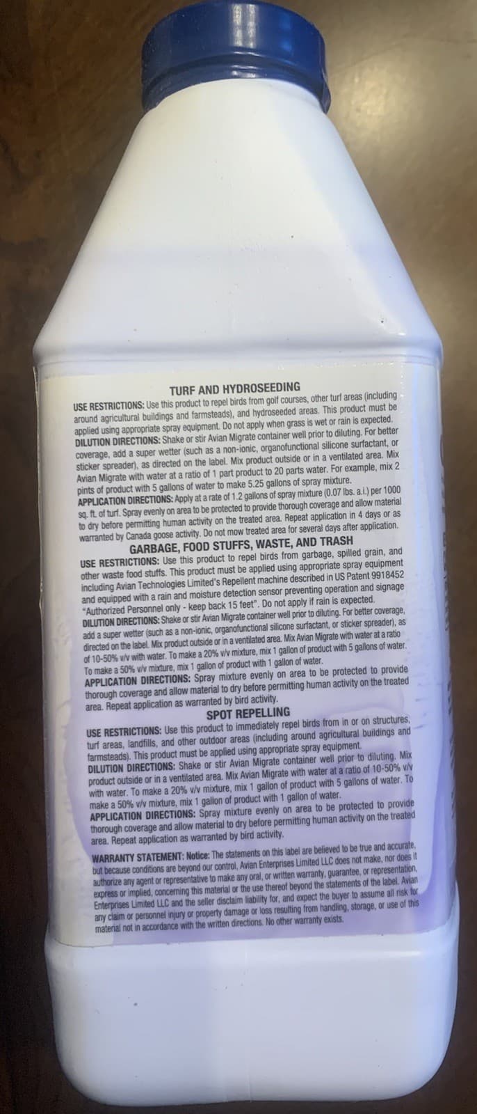 Avian Migrate Goose & Bird Repellent Concentrate 1/2 Gallon Sealed 4