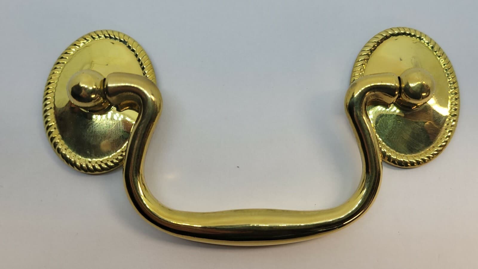 Oval Rosette Rope Pattern back plate Bail Pull handle mid century modern antique 4