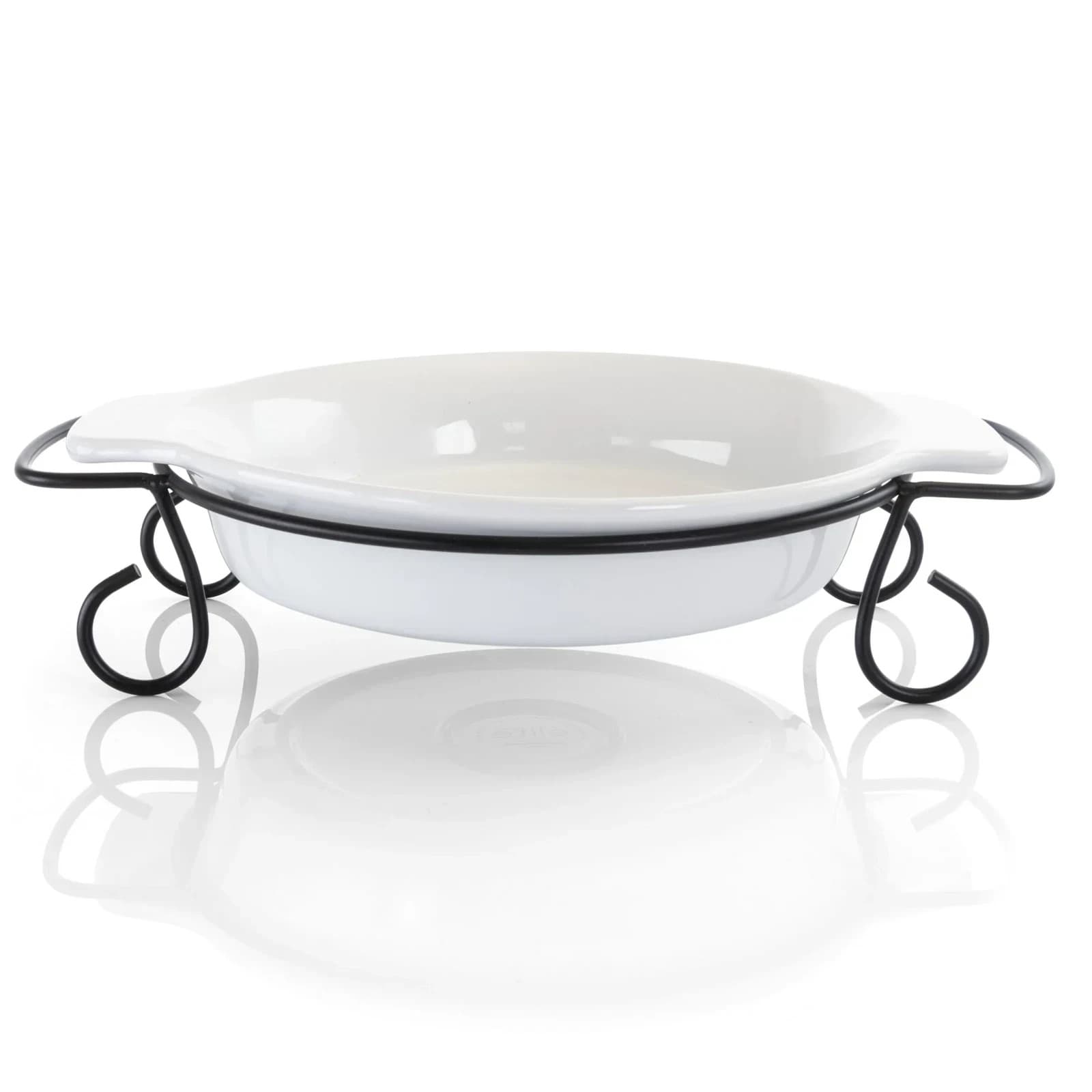 Gibson Elite Bakeware 2pc White Stoneware Baking Dish w/ Metal Rack Holder