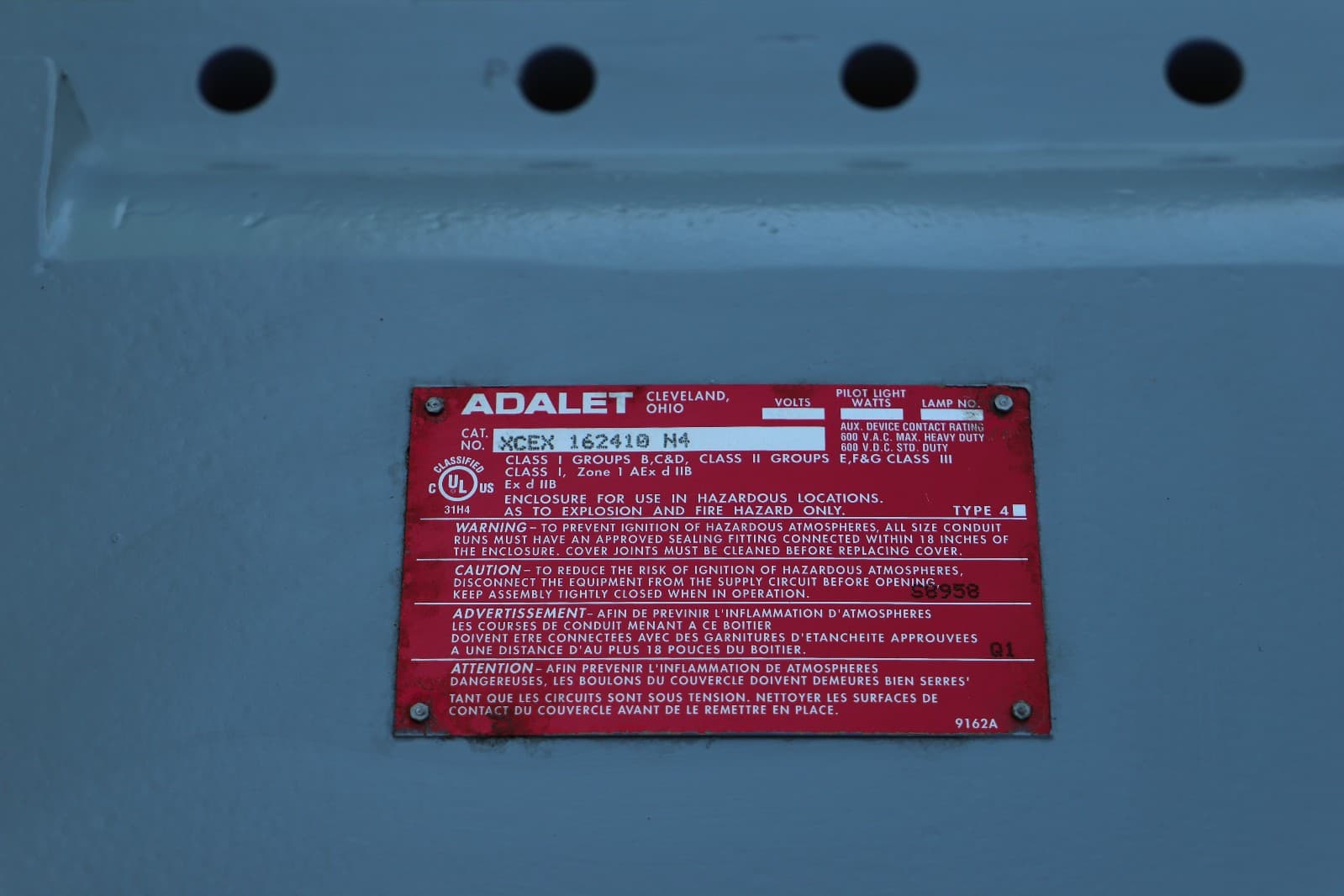 ADALET XCEX 162410-N4 EXPLOSION PROOF ENCLOSURE 3