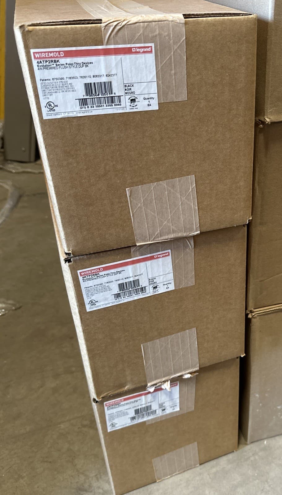 🔴Wiremold 4ATP2RBK 4" Evolution Series Poke-Thru Prewired Flush Duplex Black‼️ 5