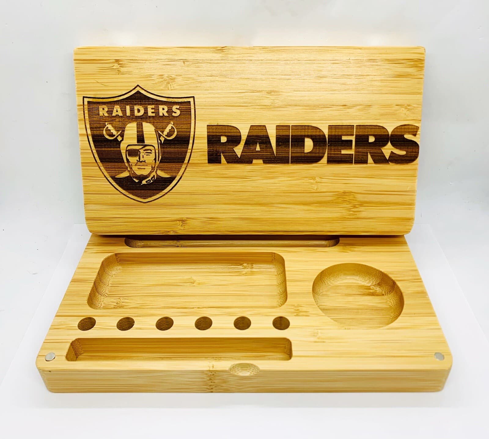 Raiders laser engraved Bamboo high quality rolling tray pop Christmas gift
