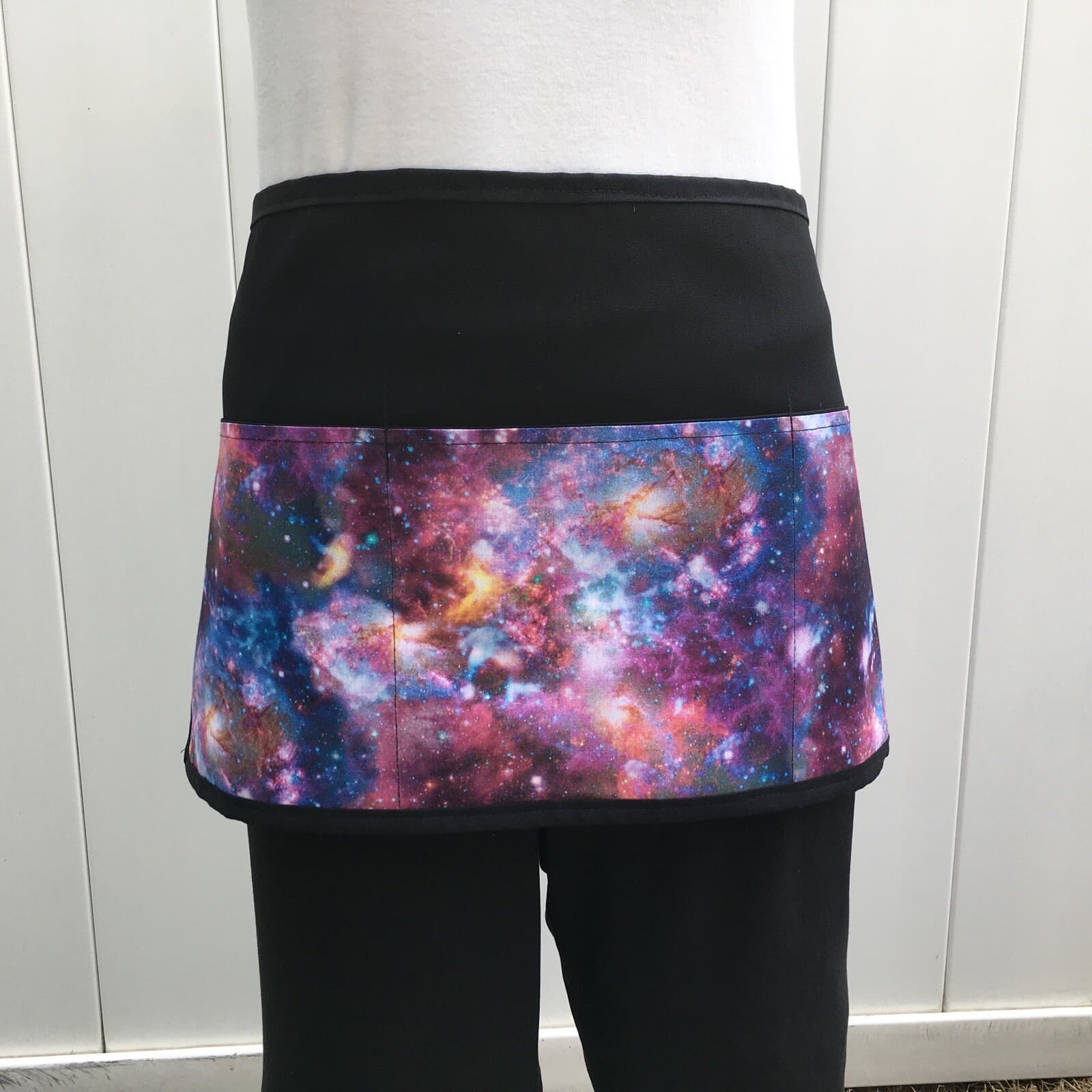 BLACK Space Galaxy 3 Pockets WAITRESS WAIST APRON RESTAURANT SERVER Classyaprons