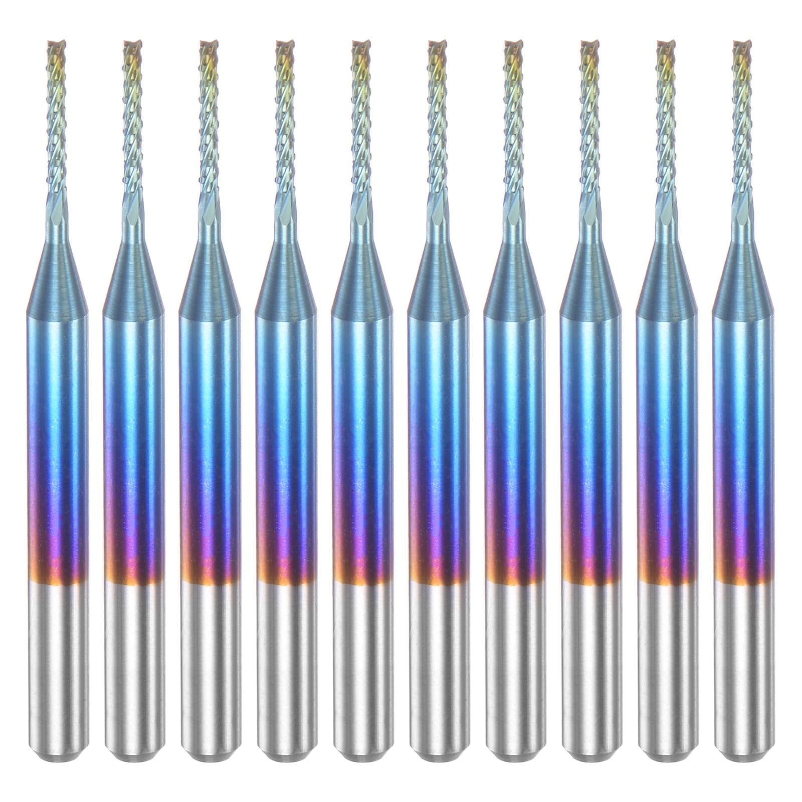 10pcs 1/8" Shank 1mm Tungsten Carbide Blue Coated End Mill CNC Router Bits