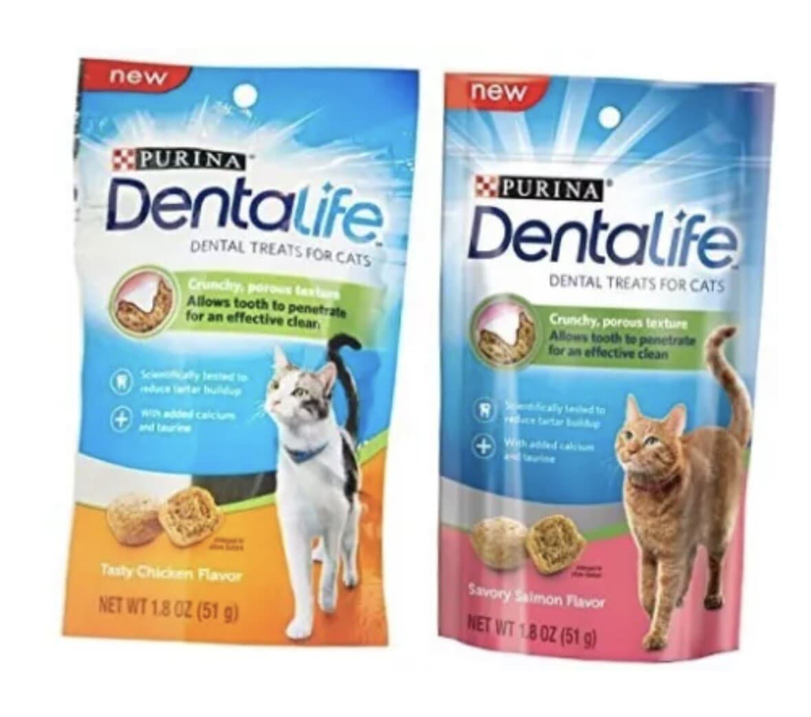  Dentalife Dental Treats for Cats Bundle; Savory Salmon and Tasty Chicken 
