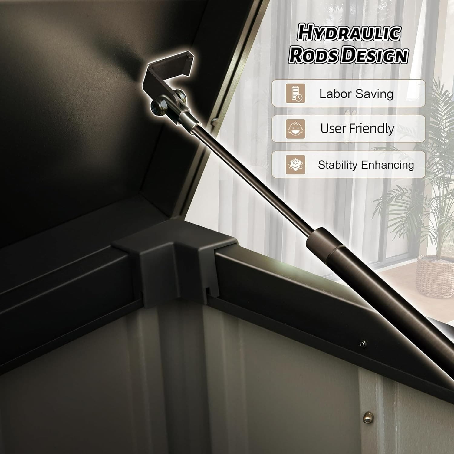 Domi 160 Gallon Metal  Outdoor Storage Deck Box Waterproof w/Lockable (Brown) 5