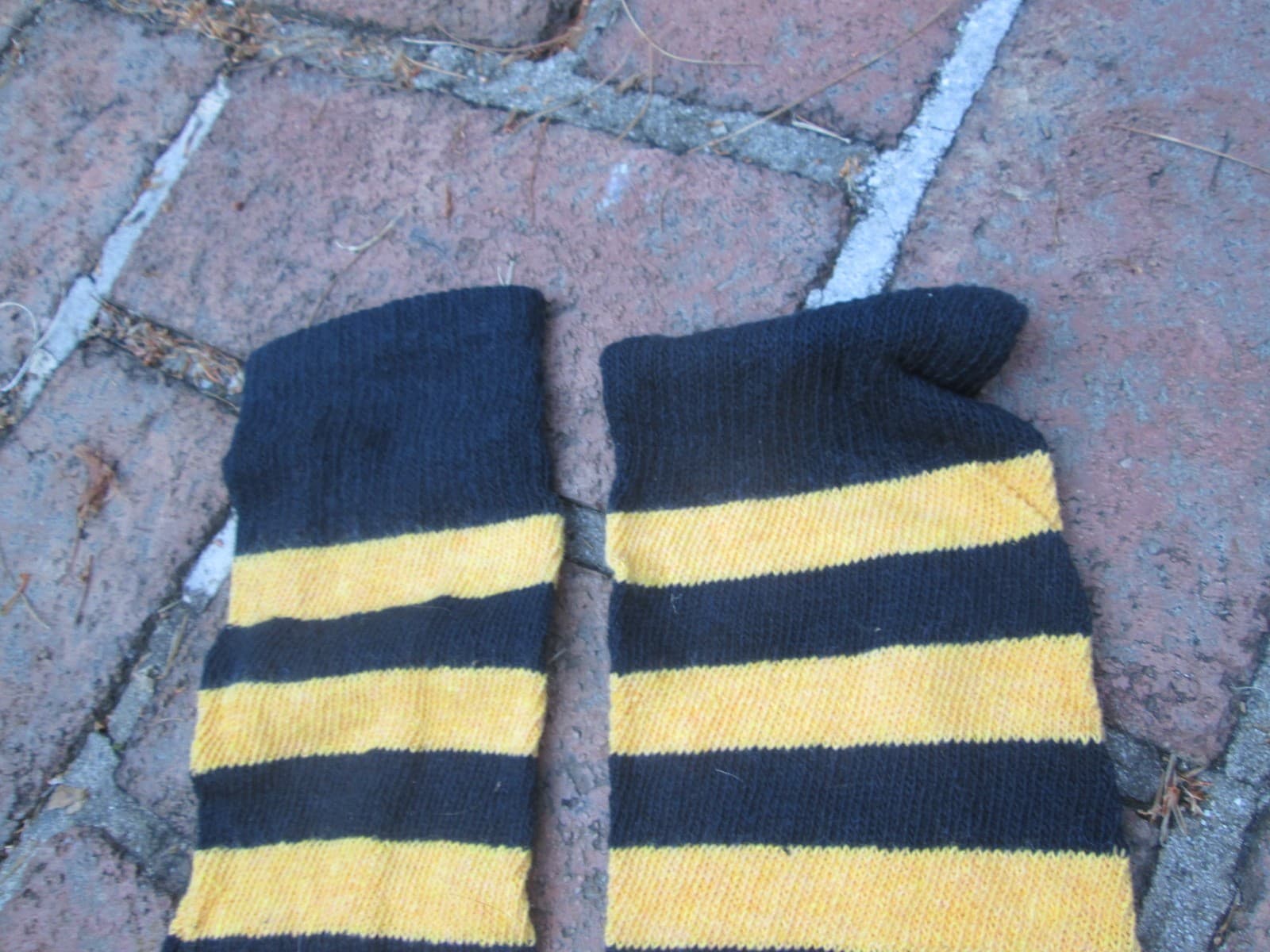 REENACTOR COLONIAL REV WAR 18-19TH C STOCKING STRIPED YELLOW BLACK COTTON PIRATE 5