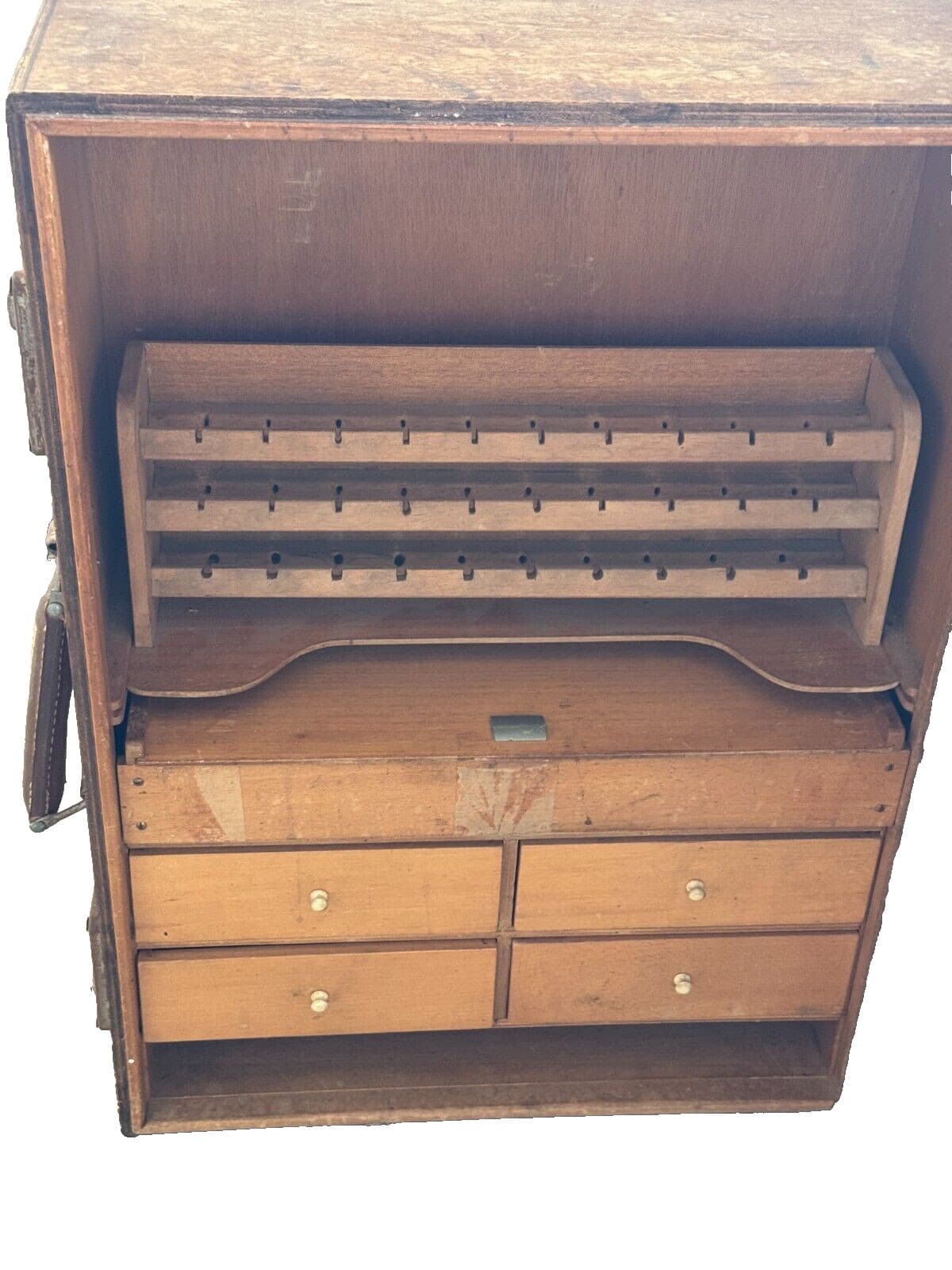 Large wood Vintage German Jewelry Goldsmith Suitcase Chest 5