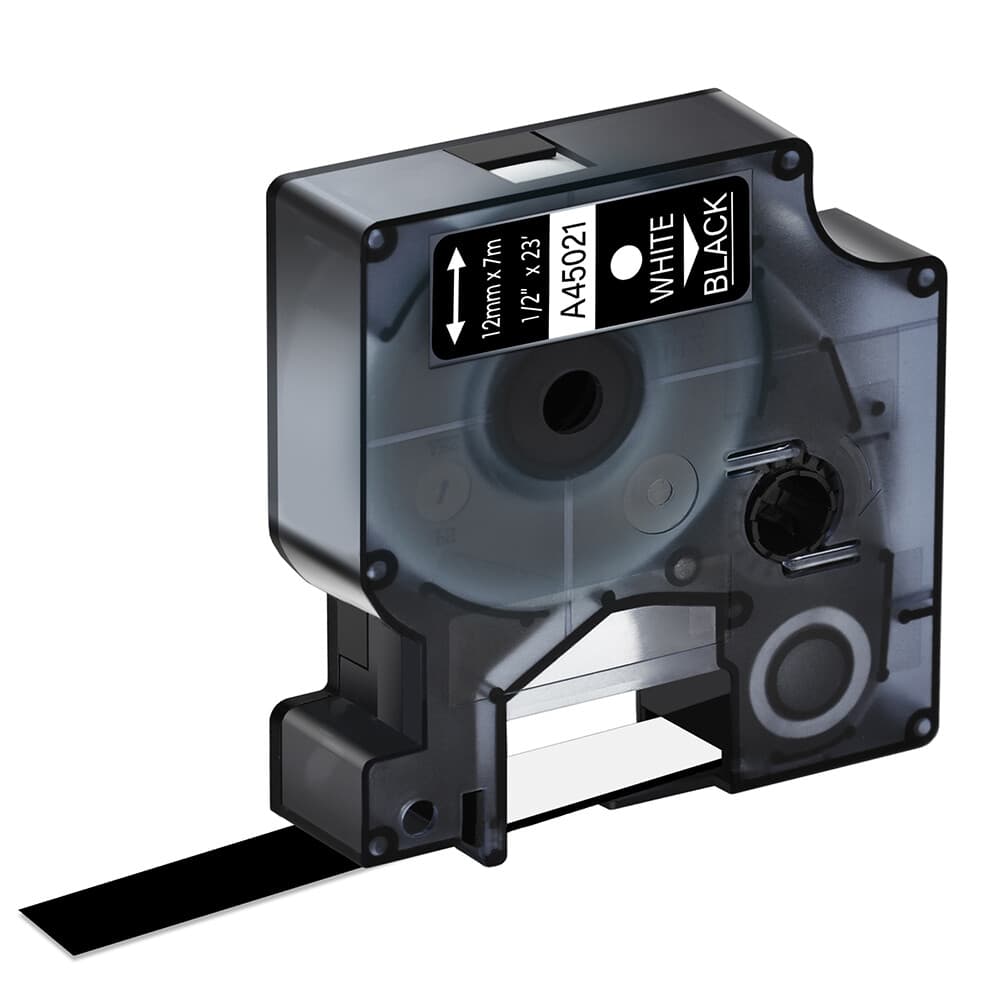 5 Pack 45021 White on Black Label Tape For DYMO D1 LabelManager 1/2" x 23‘ 12mm 4
