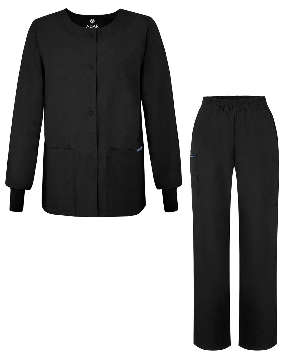 Adar Universal Women's Scrub Set - Warm-Up Scrub Jacket Elastic Pull-On Pants