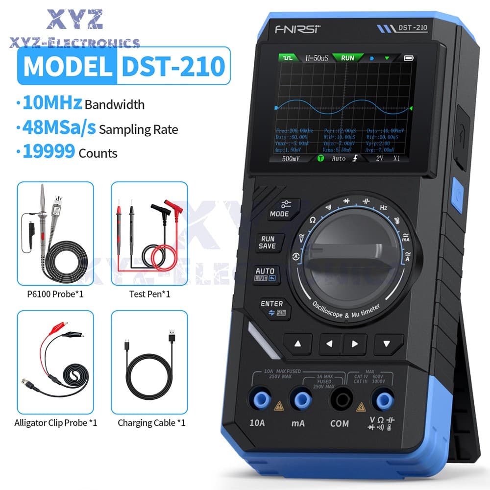 FNIRSI DST-210 3-IN-1 Digital Oscilloscope Multimeter Signal Generator AC/DC US