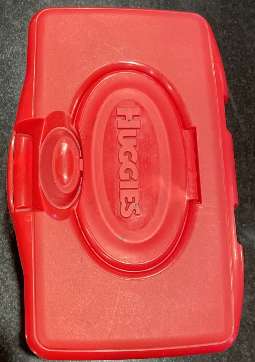 Huggies Winnie Pooh Piglet Tigger Red Baby Pop-Up Lid Wipes Container EMPTY VTG 6