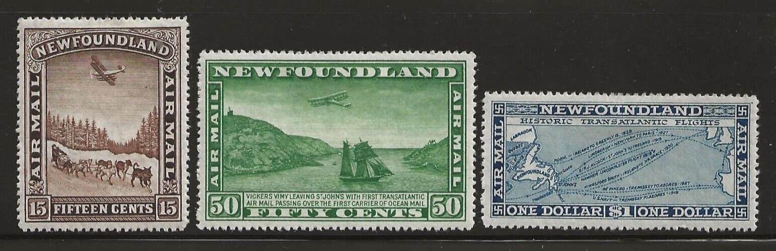 NEWFOUNDLAND C9-C11 MH, XF - Air Post set of 3 - watermarked