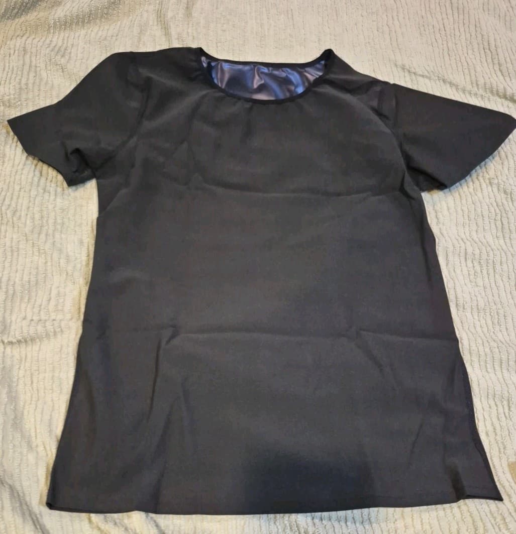 Men’s Sauna Sweat Shirt Black Small, Fitness, Workout, Short Sleeve 3