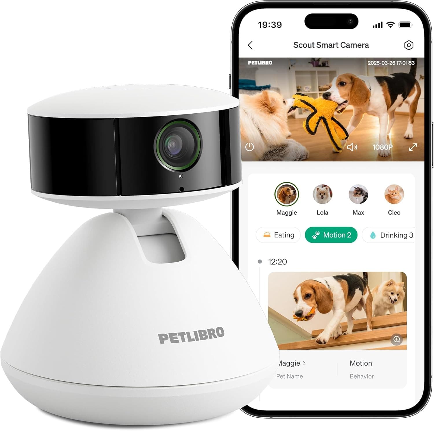 AI Dog Camera Pet Camera Indoor with Phone App [Multi-Pet Recognition, Daily Act