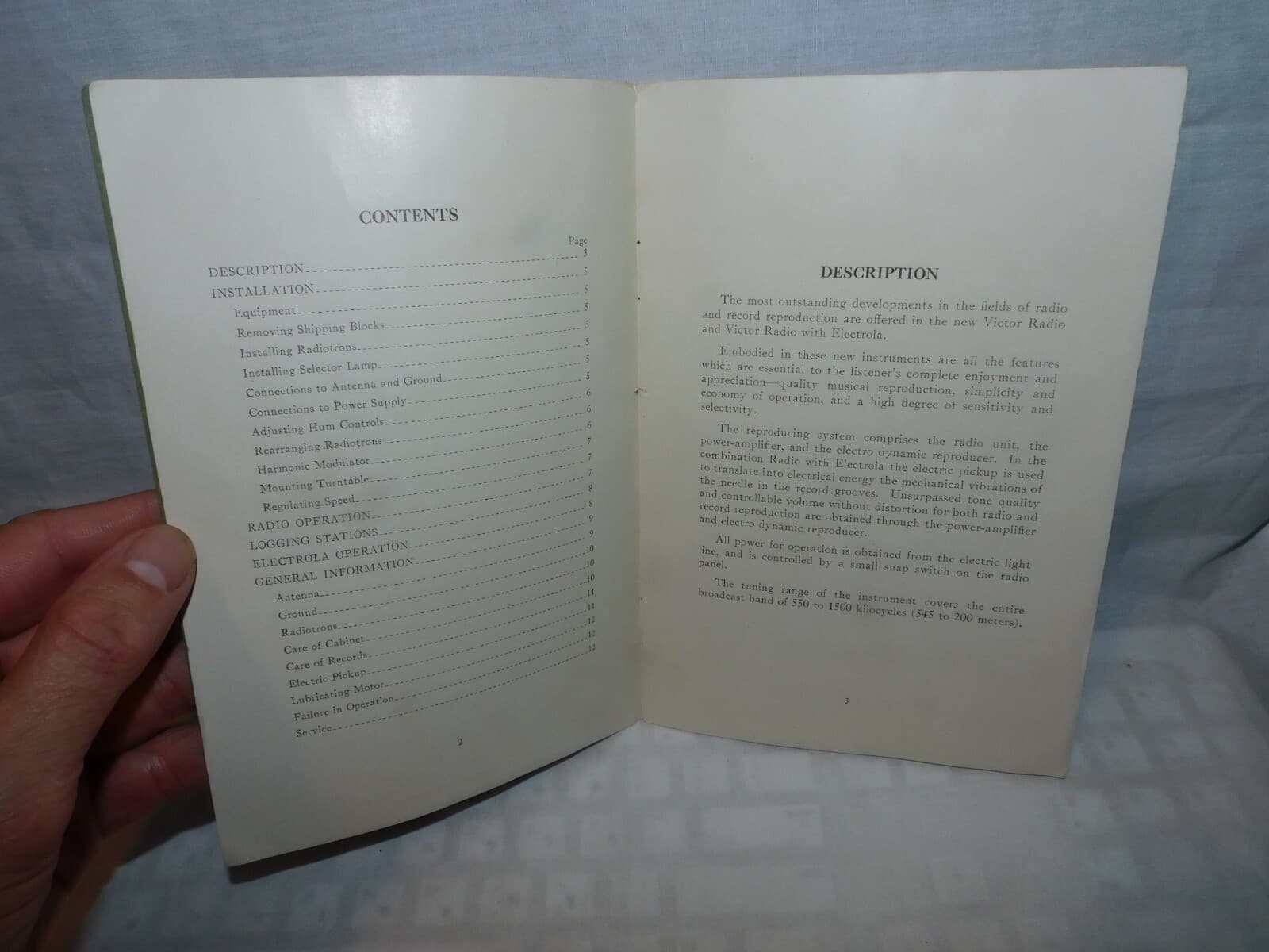 EARLY 1900'S VICTOR RADIO WITH ELECTROLA INSTRUCTIONS -  12 PAGES 2