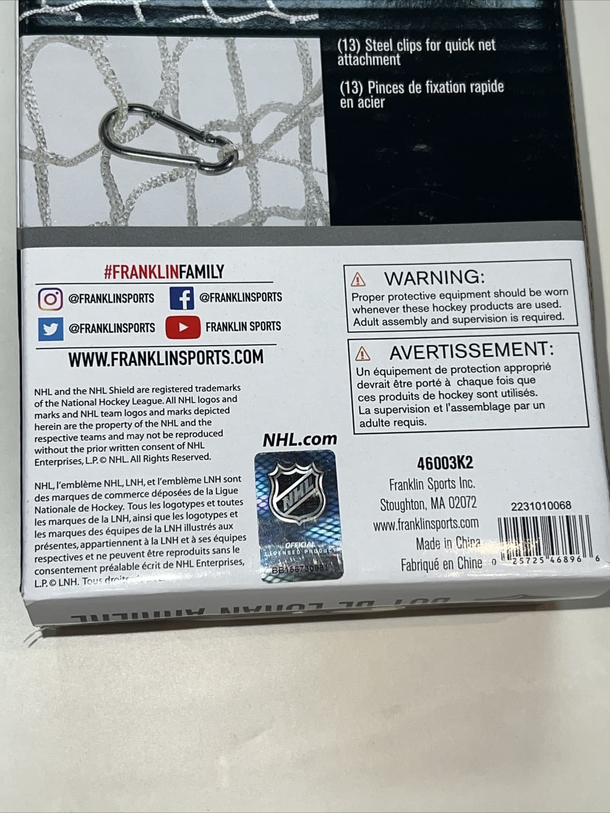 Franklin Sports NHL Hockey Goal Backstop Net 12ft x 7ft ( 3.7m x 2.1m) Goal Set 5