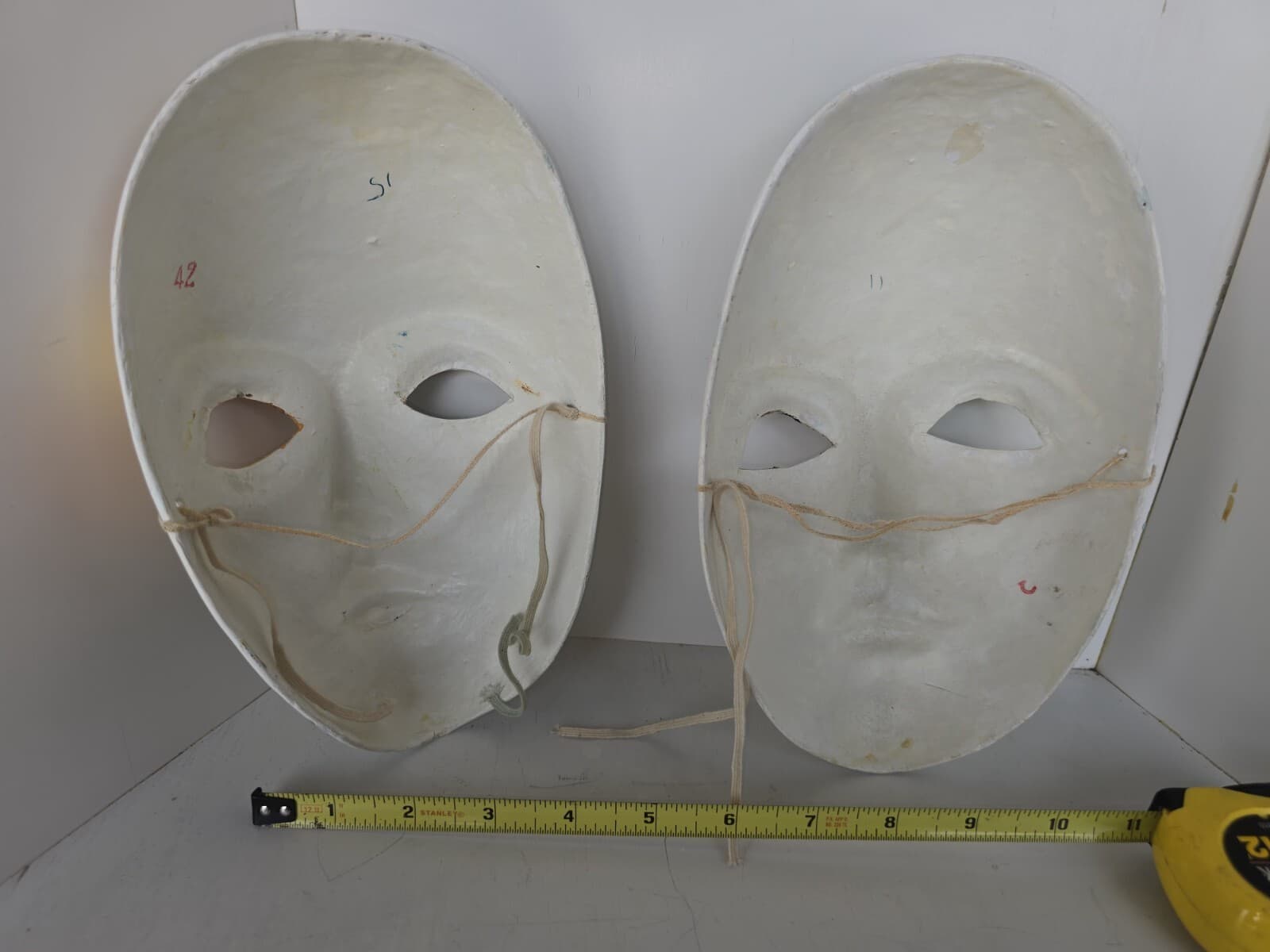 JEN8006  Vintage Ceramic Floral Masks 10"X 6" (Two Incl.) Elastic String on Back 6