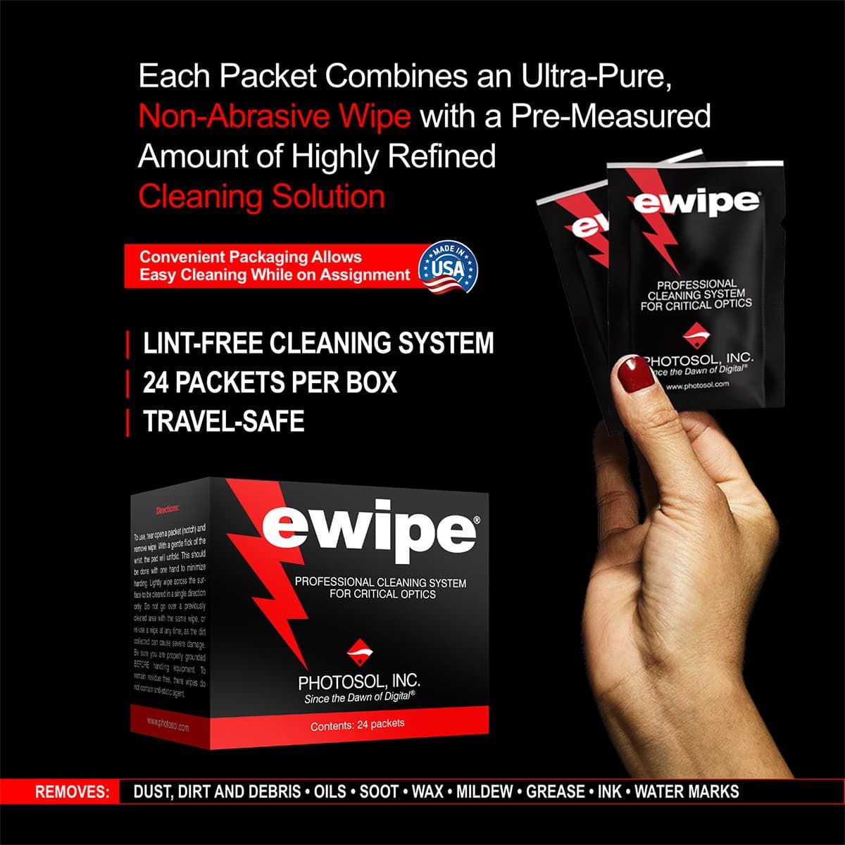 Photographic Solutions E-Wipe Cleaning Pad for Optics 24per/box 5