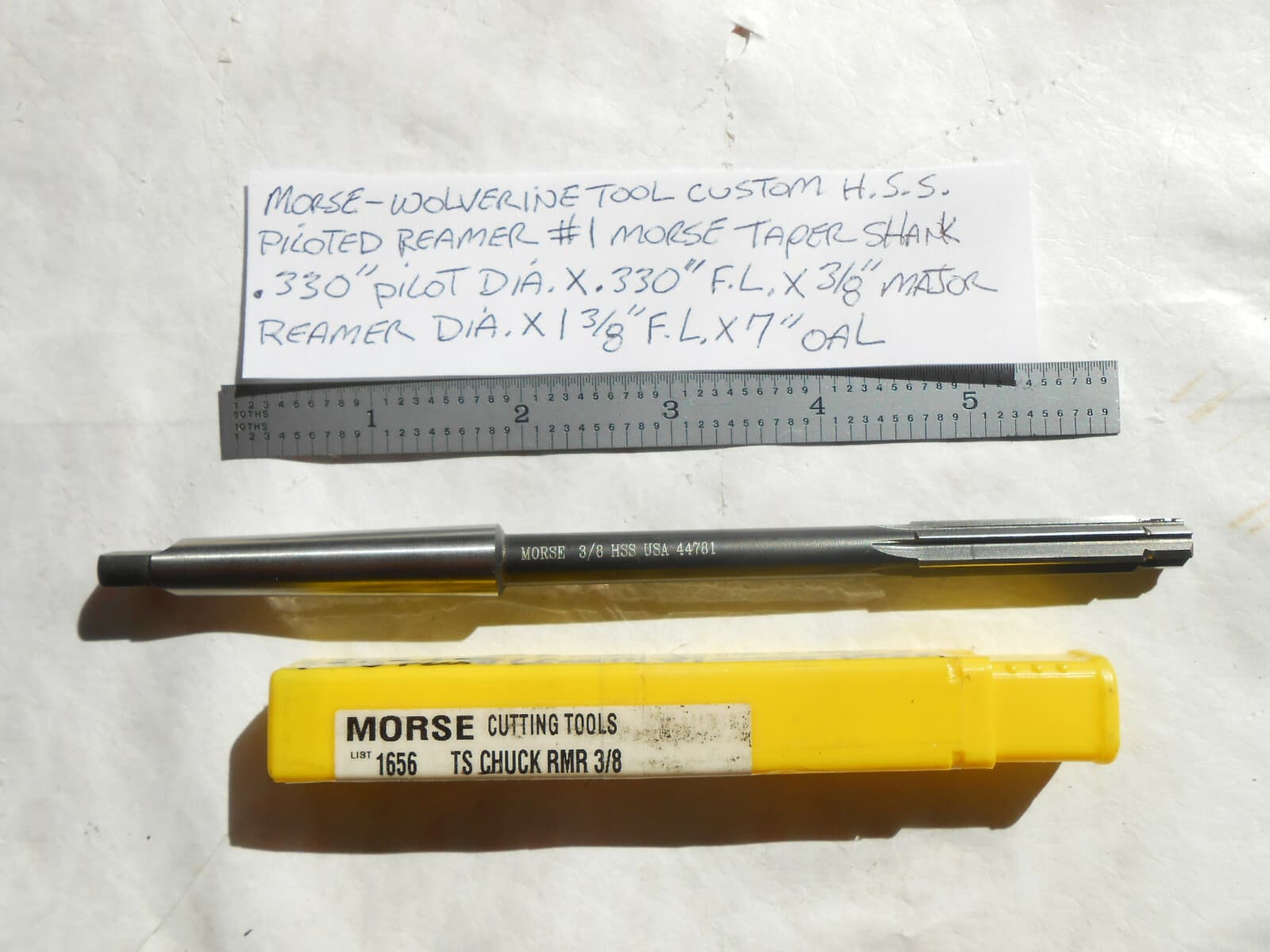 NEW MORSE+WOLVERINE USA CUSTOM H.S.S. .330" PILOT X 3/8" 6FL RH PILOTED REAMER