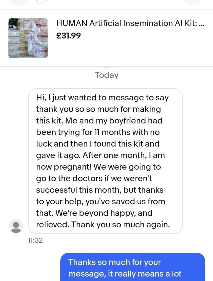 STERILE Human Artificial Insemination AI Kit speculums syringes tubes pots(NEXT) 2