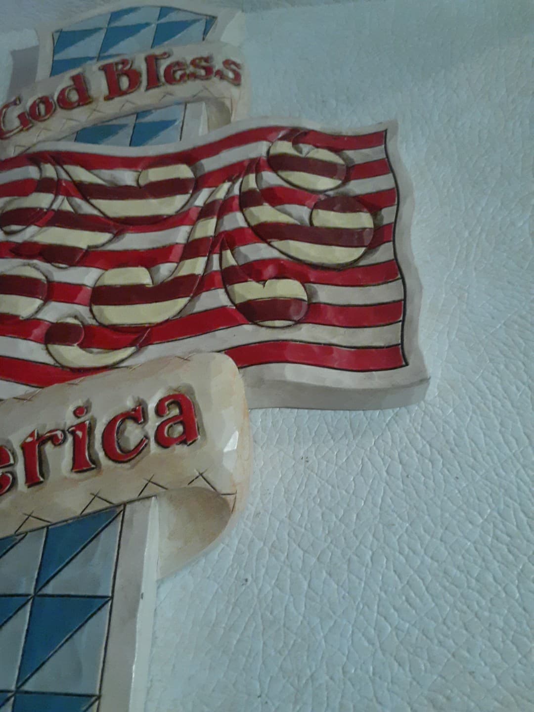 Jim Shore God Bless America Cross Wall Plaque 12" 3