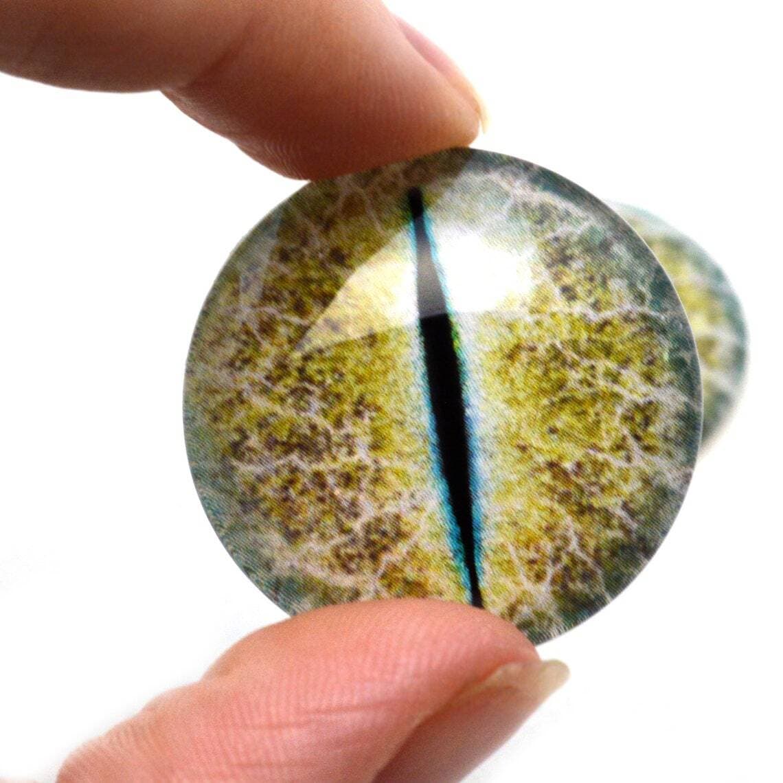 Yellow and Blue Crackling Dragon Fantasy Taxidermy Glass Eye Cabochons 6