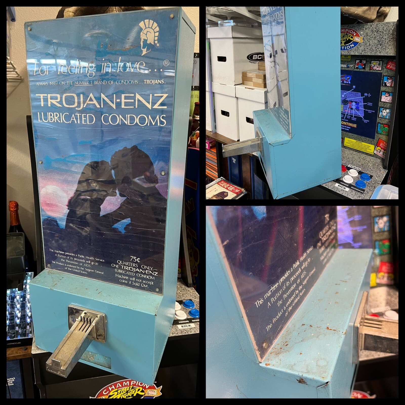 Vintage 1980s Trojan ENZ Condom Vending Machine - Old Rusty Weathered READ!