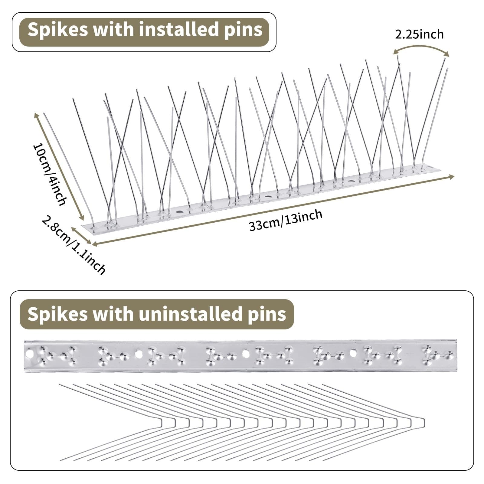 Stainless Steel Bird Spikes 3.3FT, Bird Spikes for Outside to Keep Birds Away... 2
