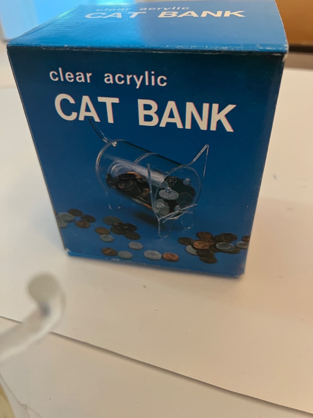 Cat coin bank savings vintage clear acrylic 