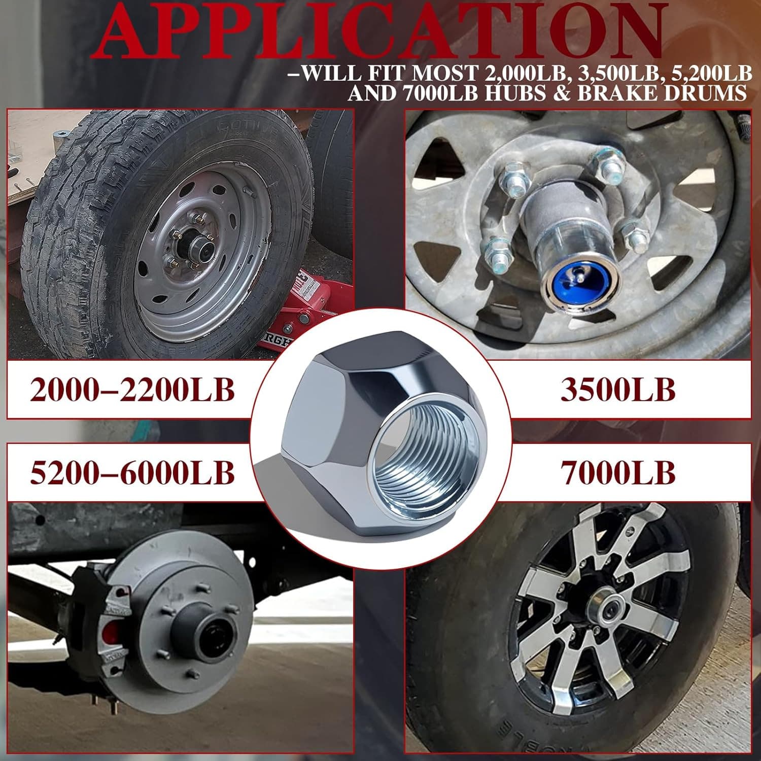 20Pcs 1/2''-20 Trailer Hub Lug Nuts, Wheel 509 Lug Nut Axle Hub Tire Lugs Nuts O 5